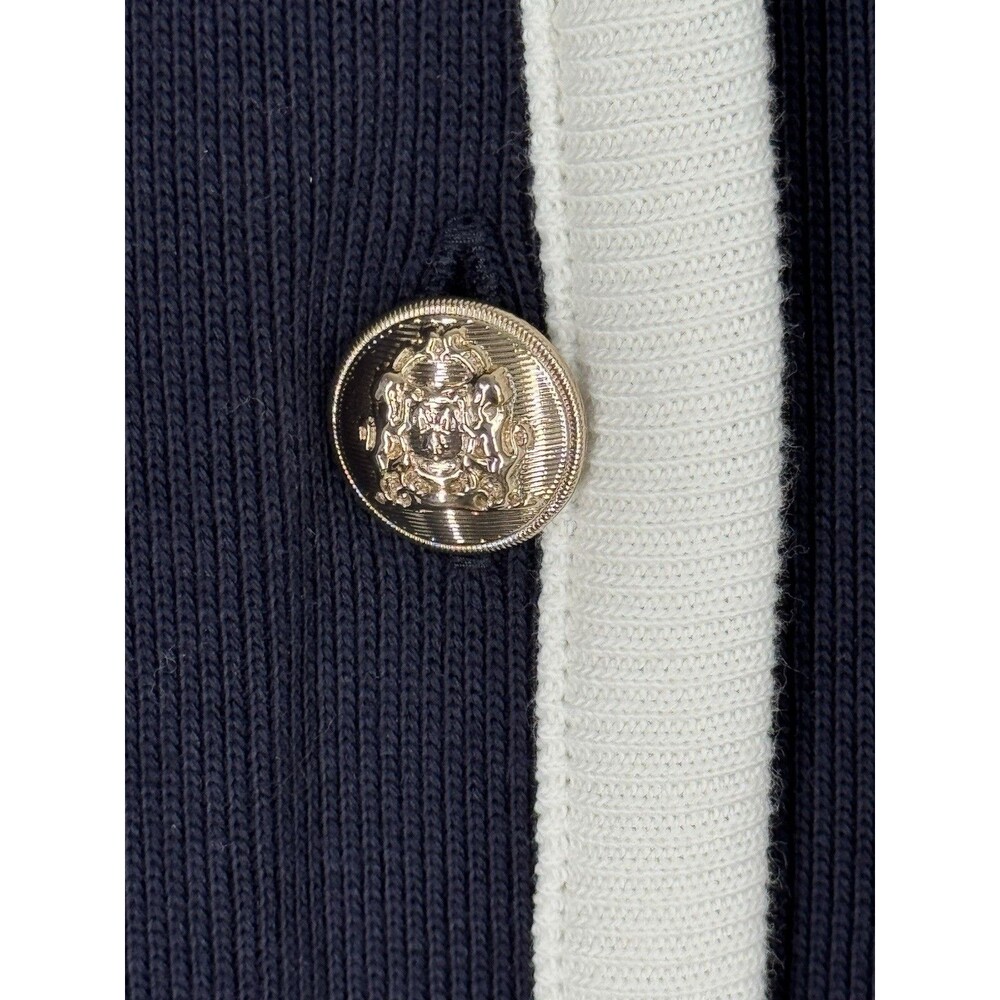 Ann Taylor NWT Navy Blue & White Cardigan Sweater Lion Crest Buttons Nautical XL - Picture 5 of 6